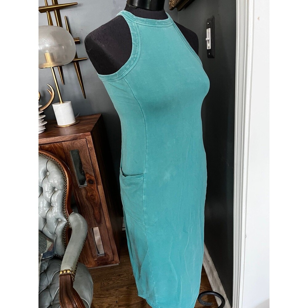 Nordstrom BP Stretchy Green Tank Dress w Pockets sz XS Body con Fitted Cotton